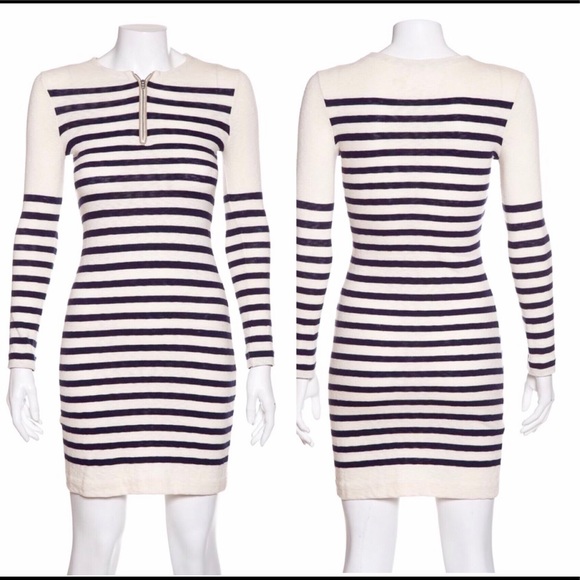 Celine Dresses & Skirts - CELINE Striped Cotton Long Sleeve Mini Dress